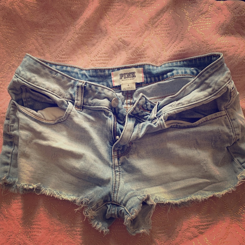 PINK Distressed Short Shorts